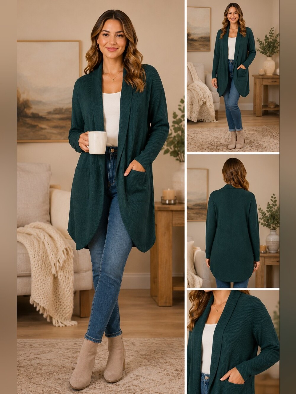 BP. Longline Ribbed Cardigan | Green | 100% Cotton | Nordstrom Brand